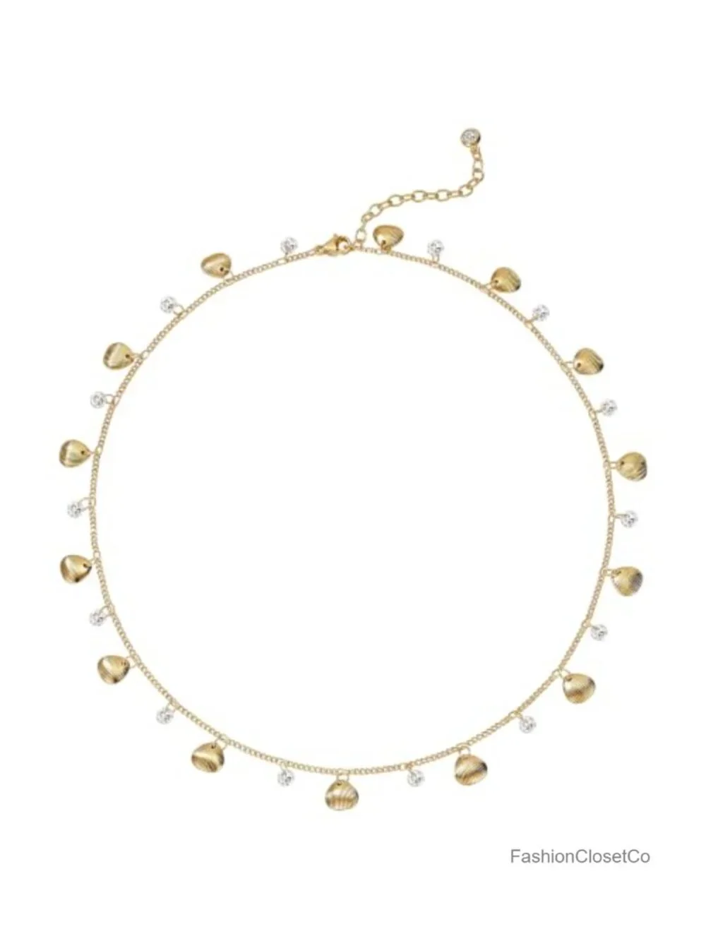 14K Gold Plated Zircon Shell Charm Choker Necklace for Women